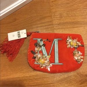 Anthropologie “M” Floral Beaded Clutch NWT